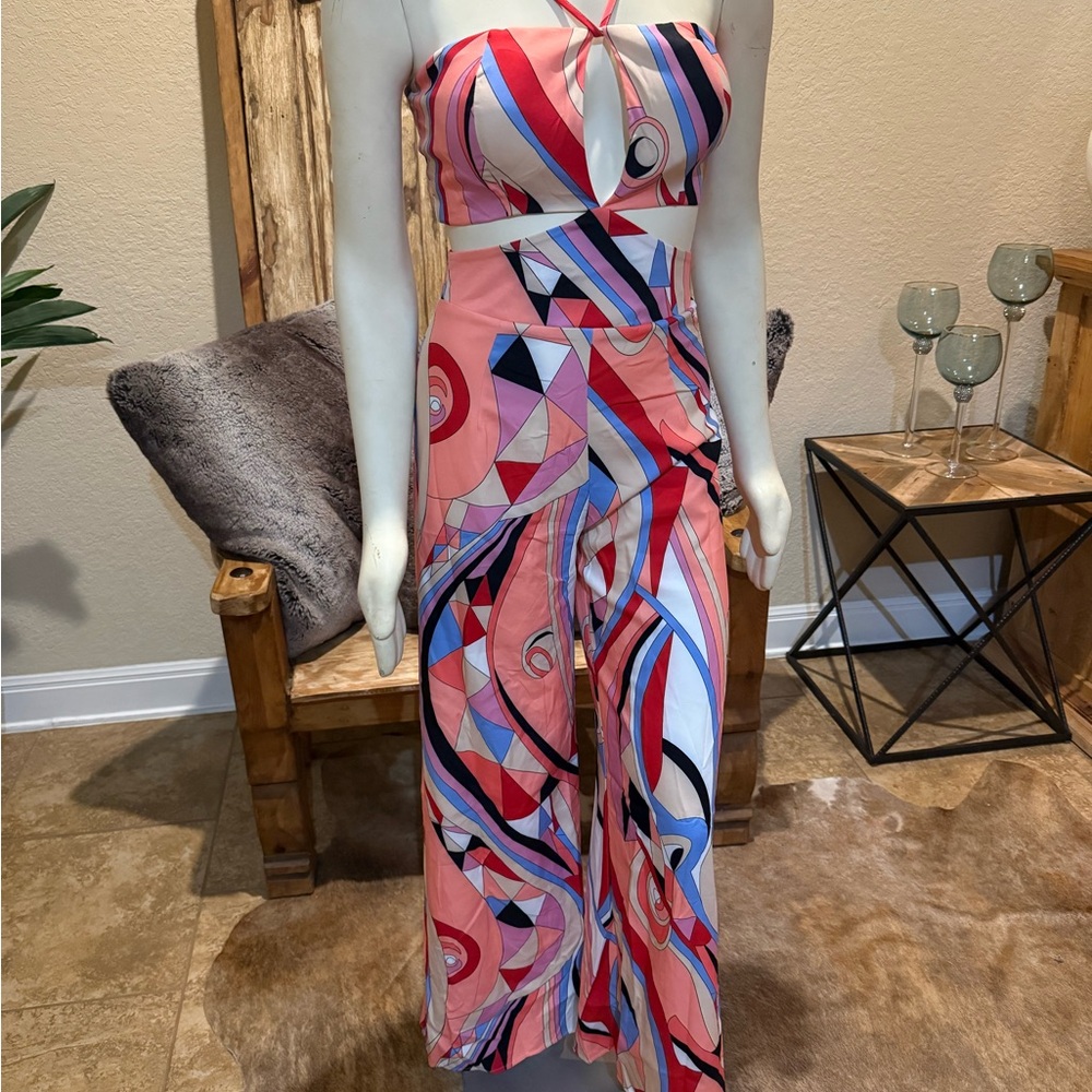 L'ATISTE Multicolor Geometric Jumpsuit